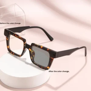 No-Makeup Look Women Large Frame Slimming Photochromic Polarized Blue