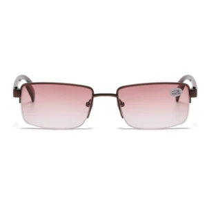 21117s Slim Glasses for Red Metal Squared Frame Pre-presbyopic Minus