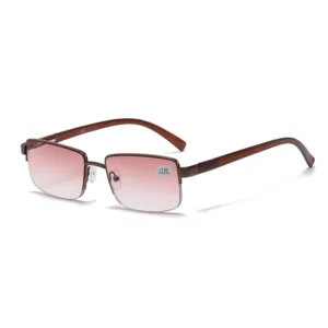 21117s Slim Glasses for Red Metal Squared Frame Pre-presbyopic Minus