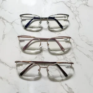 21120s Metal Frame Cat Eye White Lens Spring Hinge Myopia Glasses