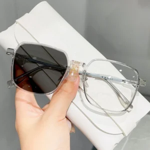 8906bianse Metal Photochromic Blue Light Blocking White Lens Square