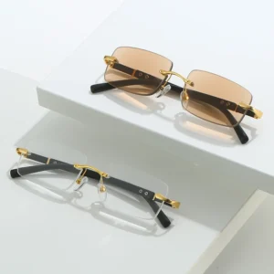 BS302 Metal Rimless Frame Crystal Lens Wholesale Glasses Eyeglasses