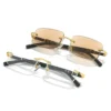 BS302 Metal Rimless Frame Crystal Lens Wholesale Glasses Eyeglasses