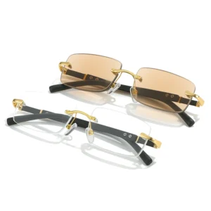 BS302 Metal Rimless Frame Crystal Lens Wholesale Glasses Eyeglasses