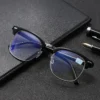 Unisex Blue Light Glasses with Retro Photochromic Lenses and Oval Frame