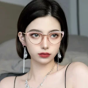 Cat-eye Metal Multi-color Women's Photochromic Blue Light Metal