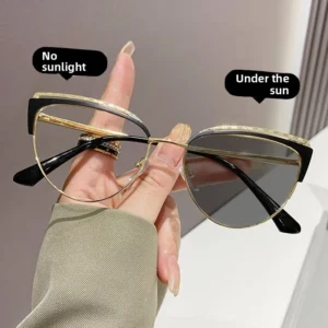 Cat-eye Metal Multi-color Women's Photochromic Blue Light Metal