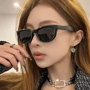 Cross-border Olive Green Cat's Eye Full Frame UV400 Sunglasses Women's