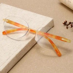 HS2009 Oval Frame Slim Glasses for Pink and Green Frame for