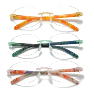 HS2009 Oval Frame Slim Glasses for Pink and Green Frame for