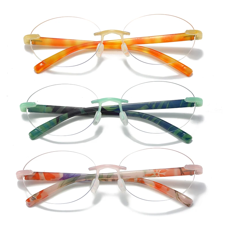 hs2009 oval pc frame good quality slim 2.webp HS2009 Oval Frame Slim Glasses for Pink and Green Frame for