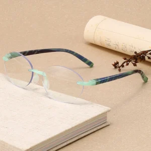 HS2009 Oval Frame Slim Glasses for Pink and Green Frame for