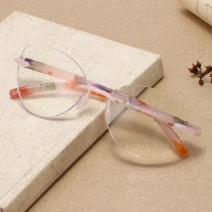 HS2010 Squared Frame Slim Glasses for Pink and Green Frame for