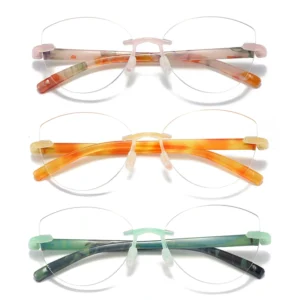 HS2010 Squared Frame Slim Glasses for Pink and Green Frame for