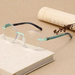 HS2010 Squared Frame Slim Glasses for Pink and Green Frame for
