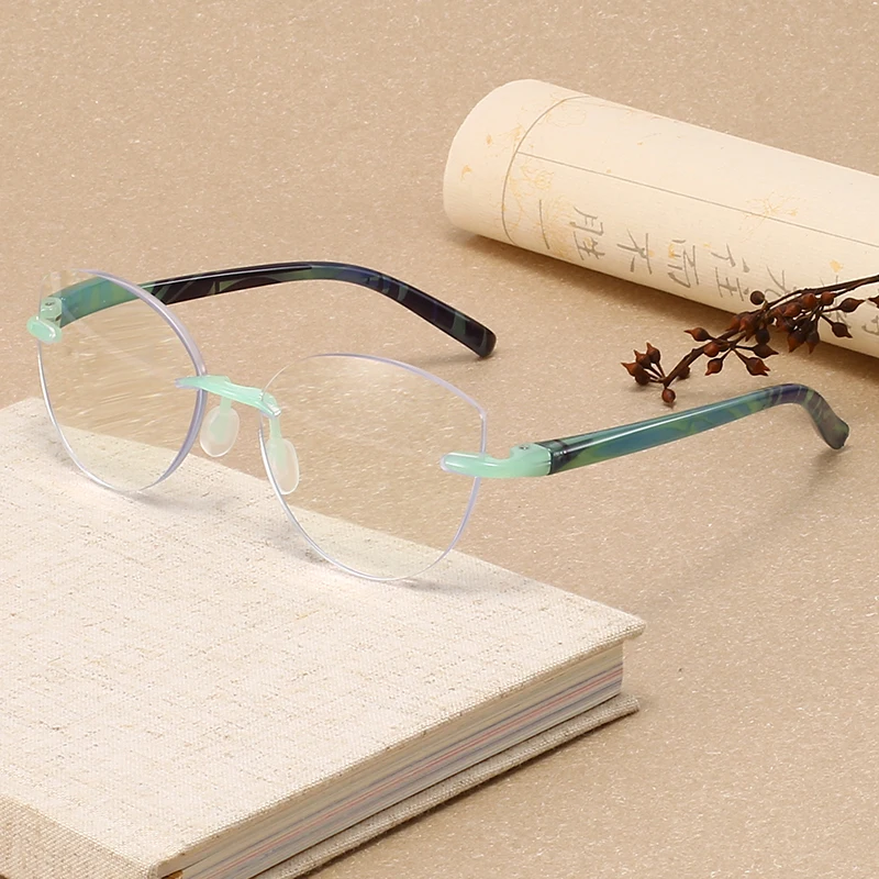 hs2010 squared pc frame good quality slim.webp HS2010 Squared Frame Slim Glasses for Pink and Green Frame for