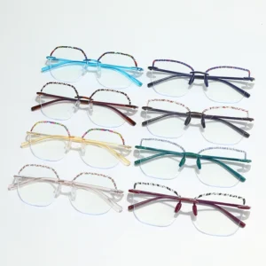 HS2159-12 Full-Rim Squared Frame Glasses for Black and Beige Frame for
