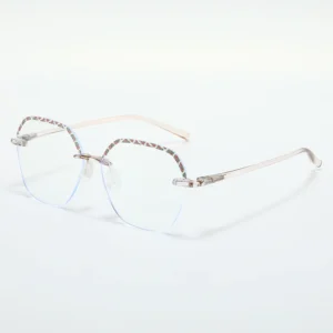 HS2159-12 Full-Rim Squared Frame Glasses for Black and Beige Frame for