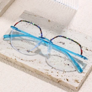 HS2159-12 Full-Rim Squared Frame Glasses for Black and Beige Frame for