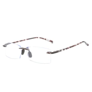 HS2159 Rimless Squared Frame Eyeglasses Glasses