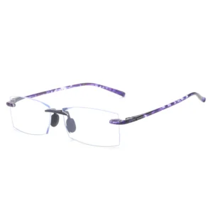 HS2159 Rimless Squared Frame Eyeglasses Glasses