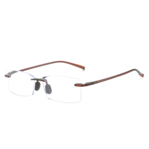 HS2159 Rimless Squared Frame Eyeglasses Glasses