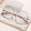 HS2159-8 Rimless Round Frame Glasses for Blue and Pink Frame for