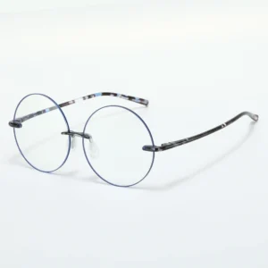 HS2159-8 Rimless Round Frame Glasses for Blue and Pink Frame for