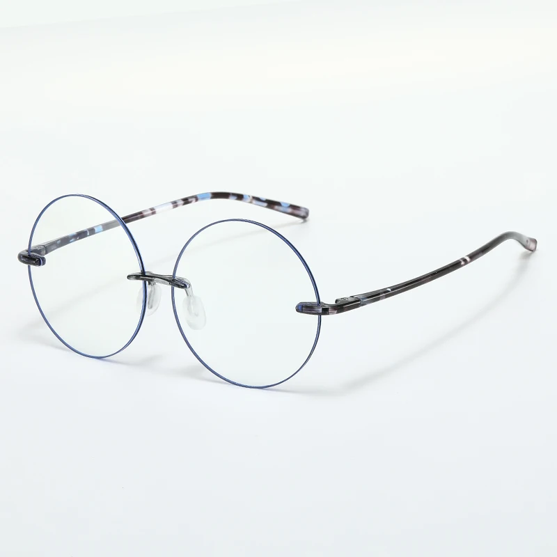 hs2159 8 rimless round pc frame good 3.webp HS2159-8 Rimless Round Frame Glasses for Blue and Pink Frame for