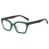 HS2191 Slim Eyeglasses Full-Rim Squared Spring Hinge Glasses Blue Red