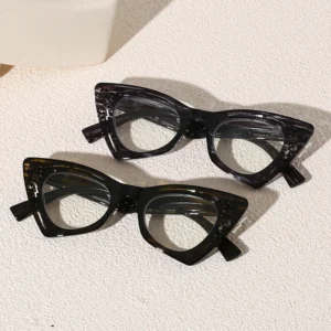 HS2195 Slim Glasses Cat Eye Frame for in Gray and Green