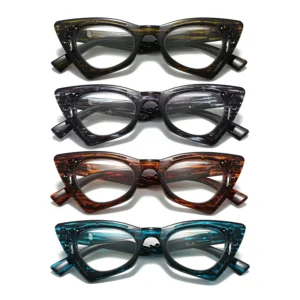HS2195 Slim Glasses Cat Eye Frame for in Gray and Green