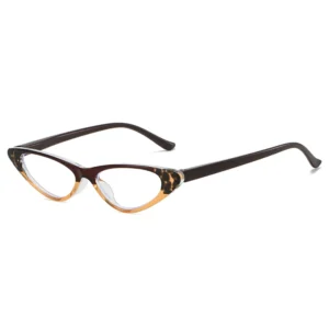 HS2196 Slim Glasses Cat Eye Frame Eyeglasses in Red Brown for