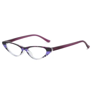 HS2196 Slim Glasses Cat Eye Frame Eyeglasses in Red Brown for