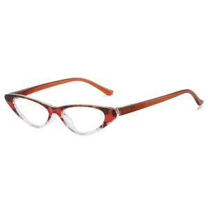 HS2196 Slim Glasses Cat Eye Frame Eyeglasses in Red Brown for