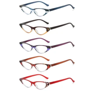 HS2196 Slim Glasses Cat Eye Frame Eyeglasses in Red Brown for