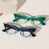 HS2199 Full-Rim Cat Eye Frame Slim Glasses for Blue and Green Frame