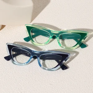 HS2199 Full-Rim Cat Eye Frame Slim Glasses for Blue and Green Frame