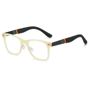 HS2215-1 Full-Rim Squared Frame Glasses for Black and Beige Frame for