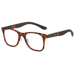 HS2215-1 Full-Rim Squared Frame Glasses for Black and Beige Frame for