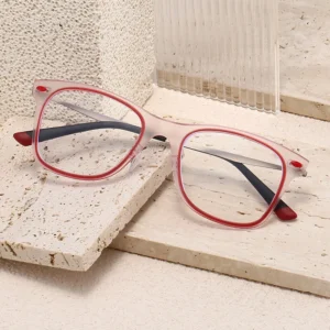 HS2215 Full-Rim Squared Frame Glasses for Pink and Green Frame for