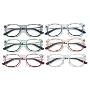 HS2215 Full-Rim Squared Frame Glasses for Pink and Green Frame for
