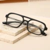 HS2219 Full-Rim Squared Frame Slim Glasses for Blue and Black Frame