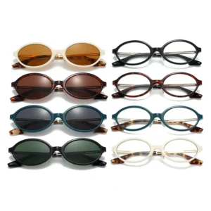 HS2220 Full-Rim Oval Frame Slim Glasses for Beige and Green Frame for