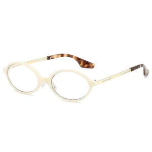 HS2220 Full-Rim Oval Frame Slim Glasses for Beige and Green Frame for
