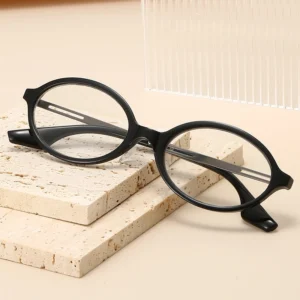 HS2220 Full-Rim Oval Frame Slim Glasses for Beige and Green Frame for