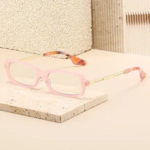 HS2224 Full-Rim Rectangular Frame Lightweight Slim Glasses with White