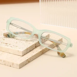 HS2224 Full-Rim Rectangular Frame Lightweight Slim Glasses with White