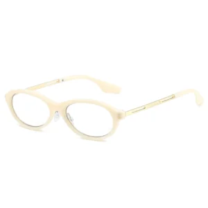 HS2228 Full-Rim Oval Frame Slim Glasses for Beige and Green Frame for