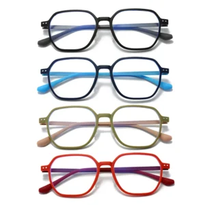 HS2231 Full-Rim Squared Frame Slim Glasses for Blue and Black Frame